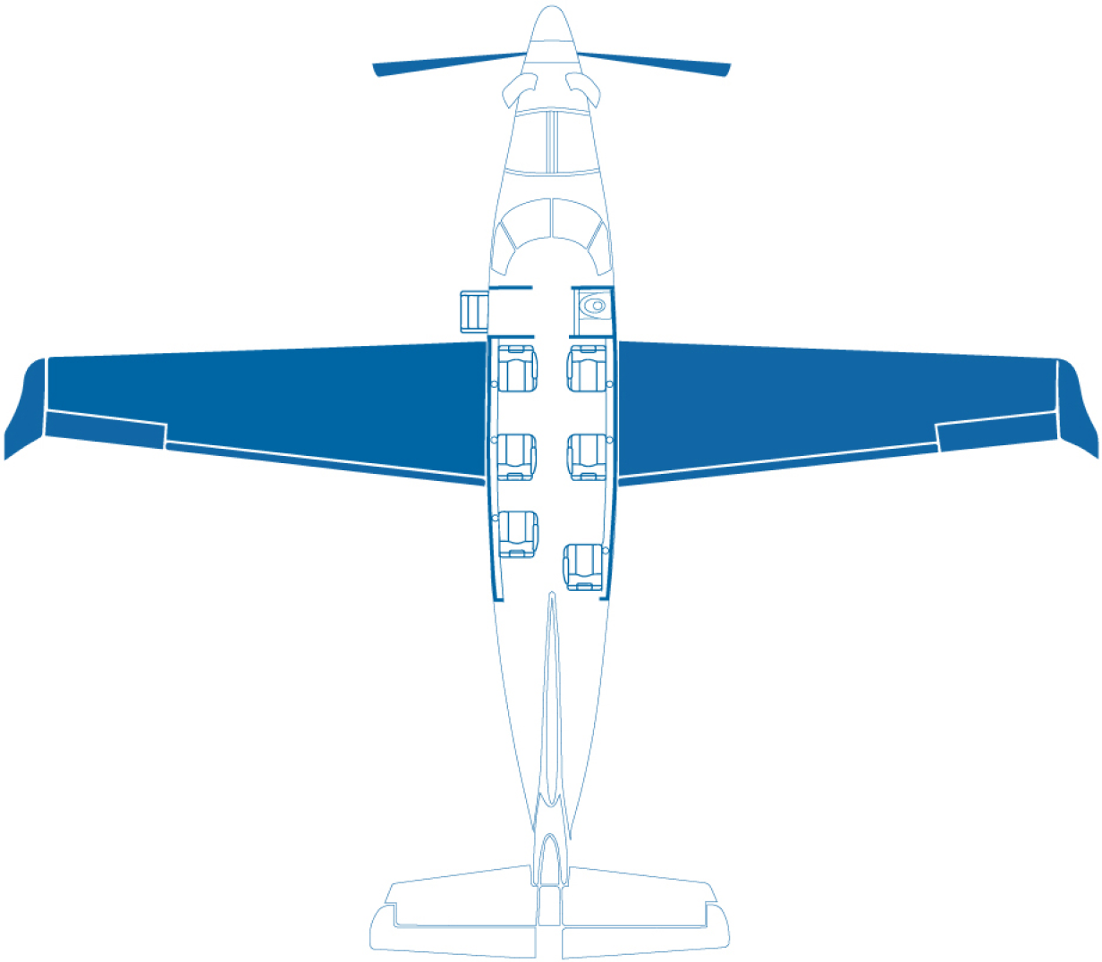 Top view of PC-12 plane showing interior.