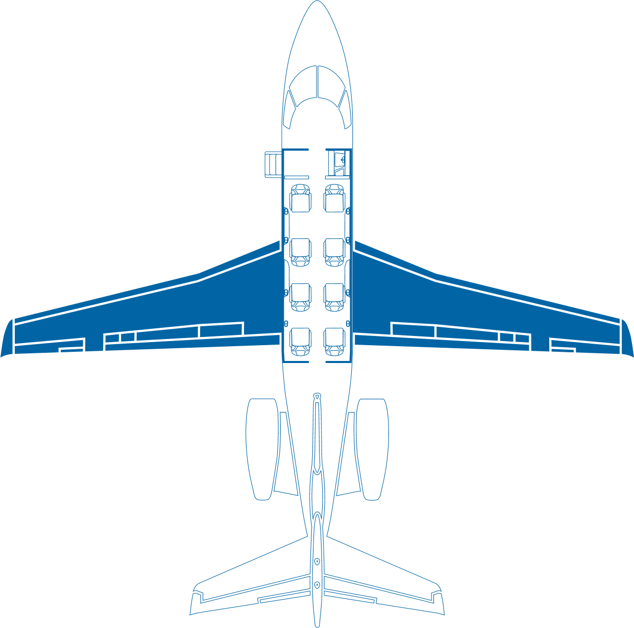 Top view of PC-24 plane showing interior.