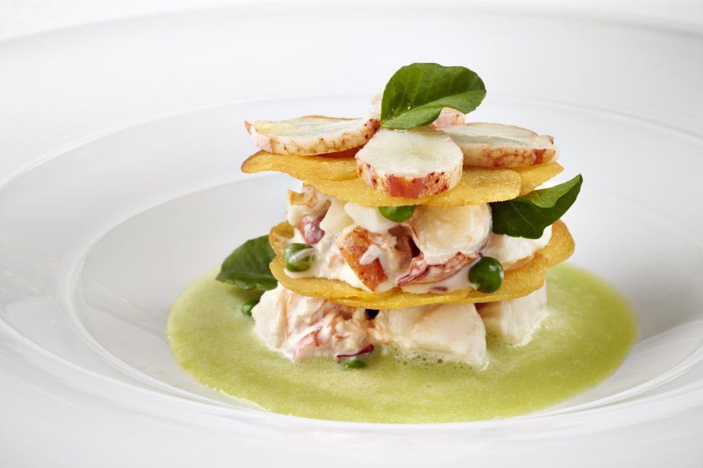 Lobster Napoleon with Minted Pea Soup