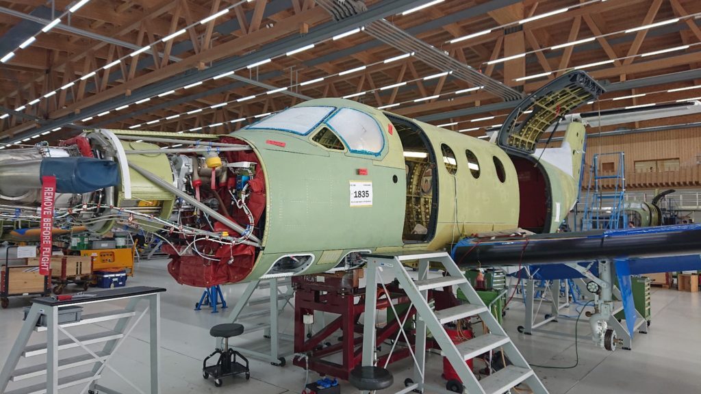 PlaneSense PC-12 on the production line in Switzerland.