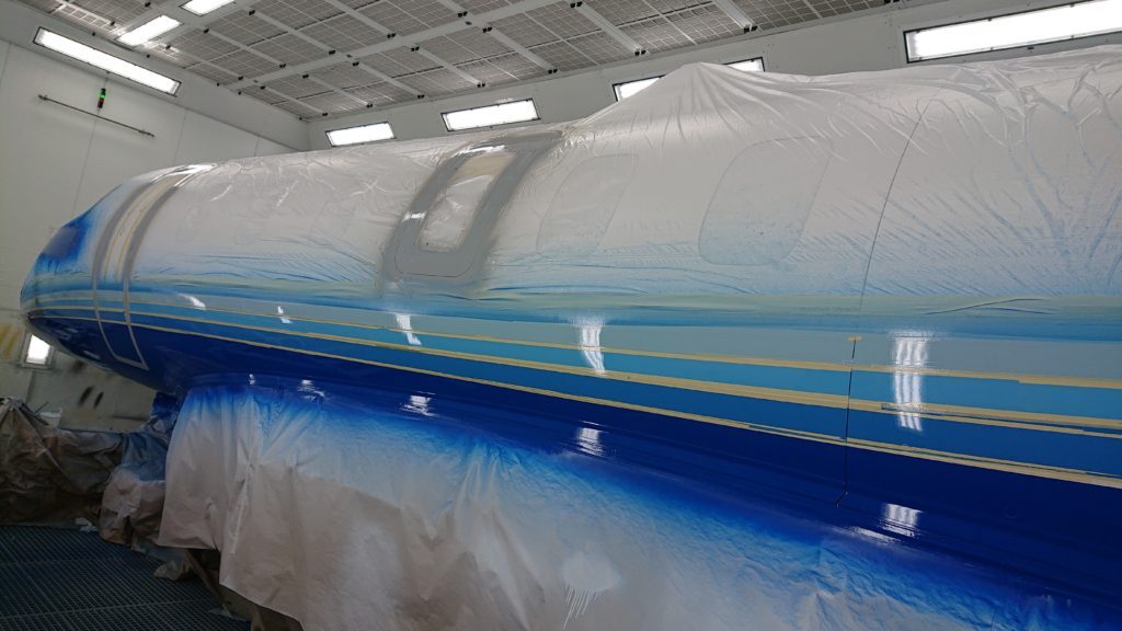 PlaneSense PC-24 undergoing a new paint job. 