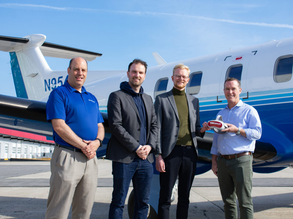 Pictured left to right: Tim Cloutier, Assistant Director of Pilot Training, PlaneSense, Inc., Daniell Maass, CEO, VRpilot, Thor Paulli Andersen, CTO, VRpilot, and Kevin Gordon, VP, Flight Operations, Planesense, Inc.