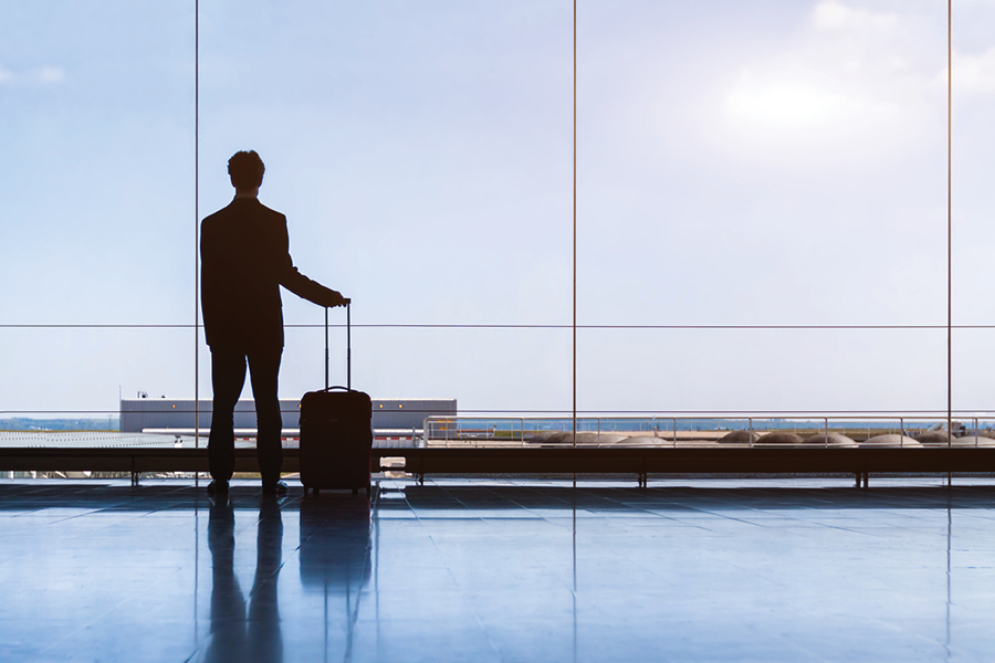 flyer waiting at empty terminal